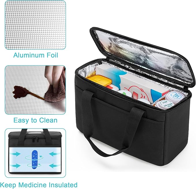 Trunab Insulated Medicine Storage Bag Travel Pill Bottle Organizer,Black | Medication Bag for Prescription, Insulin, Supplements or Medical Supplies,Bag Only - Image 2