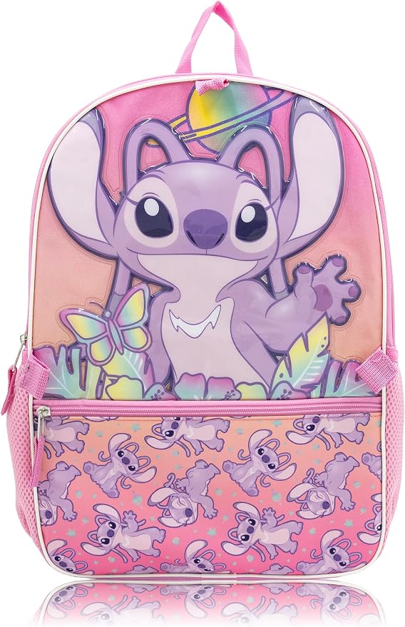 Disney Lilo and Stitch Angel Backpack Set for Girls | Angel Bookbag with Heart Lunch Bag, Headphones, and Dangle | Stitch School Backpack | Ages 3+ - Image 3