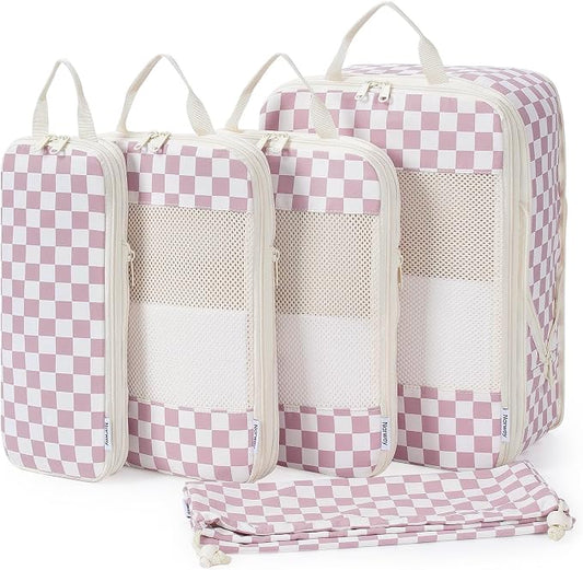 Narwey 6 Set Compression Packing Cubes for Travel Women Men, Travel Cubes for Carry On Suitcase, Durable Compression Luggage Organizer Bags by Narwey