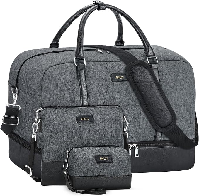IBFUN Weekender Bags for Women, 21" Weekender Travel Bag, Travel Duffle Bag with Shoe Compartment Carry on Overnight Duffel Bag for Weekend Travel Business Trip, 3PCS by IBFUN