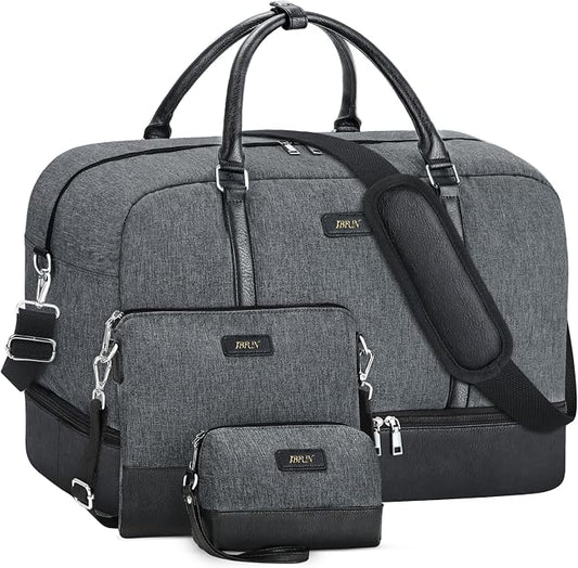 IBFUN Weekender Bags for Women, 21" Weekender Travel Bag, Travel Duffle Bag with Shoe Compartment Carry on Overnight Duffel Bag for Weekend Travel Business Trip, 3PCS by IBFUN