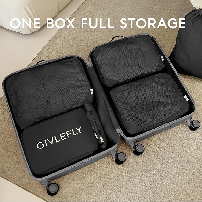 GIVLEFLY Compression Packing Cubes for Travel, 6-Piece Lightweight Luggage Organizer Bags, Space Saving Suitcase Packing Set for Women - Image 2