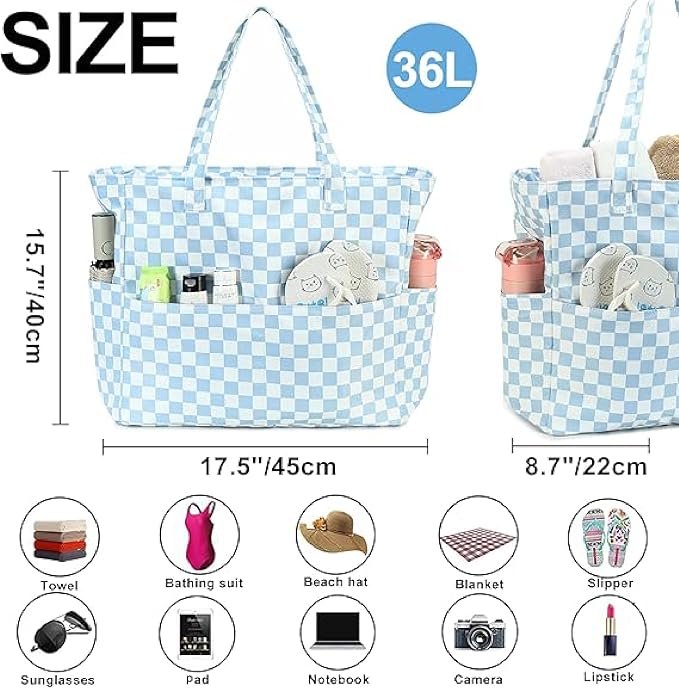 Bluboon Waterproof Beach Tote Pool Bags for Women Ladies Extra Large Carry On Bag With Wet Compartment for Weekender Travel - Image 4