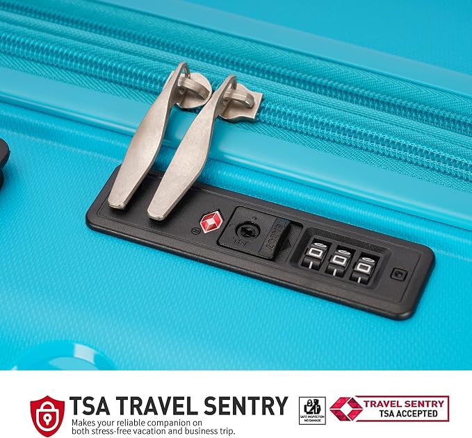 GinzaTravel PP material 3-piece expandable luggage sets with Spinner Wheels， Suitcase with TSA Lock，Large Luggage for Family Travel carry on 20/24/28，Lake Blue color - Image 4
