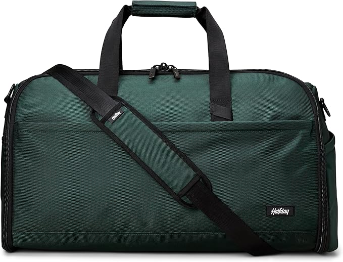 Halfday Convertible 2-in-1 Premium Garment Duffel Weekender Bag 45L: Wrinkle-Free Travel (Hanging Suit Compartment, Shoe Pockets, Trolley Sleeve), Balistic Nylon Carry-on, Palm by HalfdayTravel