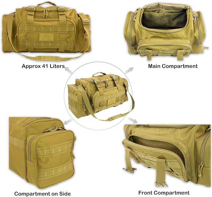 APRILBAY Duffel Bag – Heavy Duty Tactical Gym Bag for Men, Splashwater-Proof Weekender Travel Bag for Basketball, Football, Soccer, Hiking, and Hunting (Black) - Image 6