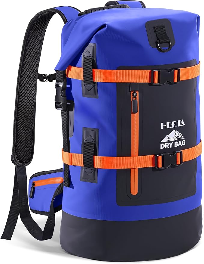 HEETA Dry Bags Waterproof Backpack 40L for Men & Women, Roll Top Heavy Duty Cushioned Hiking Backpack for Kayaking Boating Paddle Boarding Fishing Travel Camping Beach Vacation Cruise Ship Essentials by HEETA