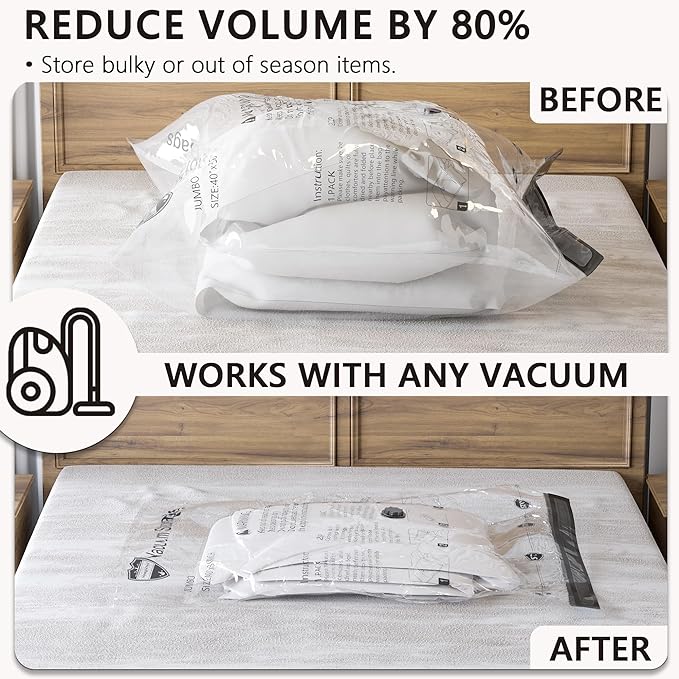 Vacuum Storage Bags, Compression Packing Space Saver Seal Bags for Clothing Bedding Comforters Blankets Pillows, 28 Combo - Image 2