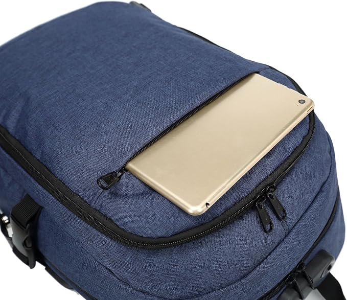 Varietyathletics 19" Laptop Backpack and Organizer Case Set USB Headset Port Anti-Theft Waterproof Travel Work College (Navy) - Image 4
