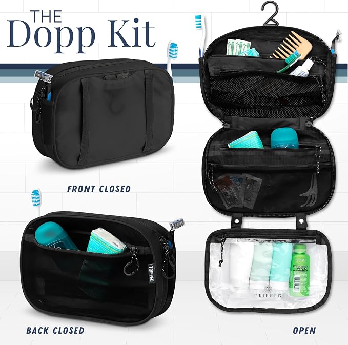 Toiletry Bag Kit 3 Piece Set: Hanging Travel Toiletry Bag + 311 TSA Cosmetic Liquid Bag + Accessory Organizer Pouch - Image 7