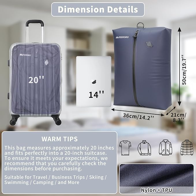 Upgraded Vacuum Bag for Travel, Professional IPX8 Waterproof Reusable Vacuum Compression Bags for Travel Suitcases, Durable Space Saver Bag - Image 2