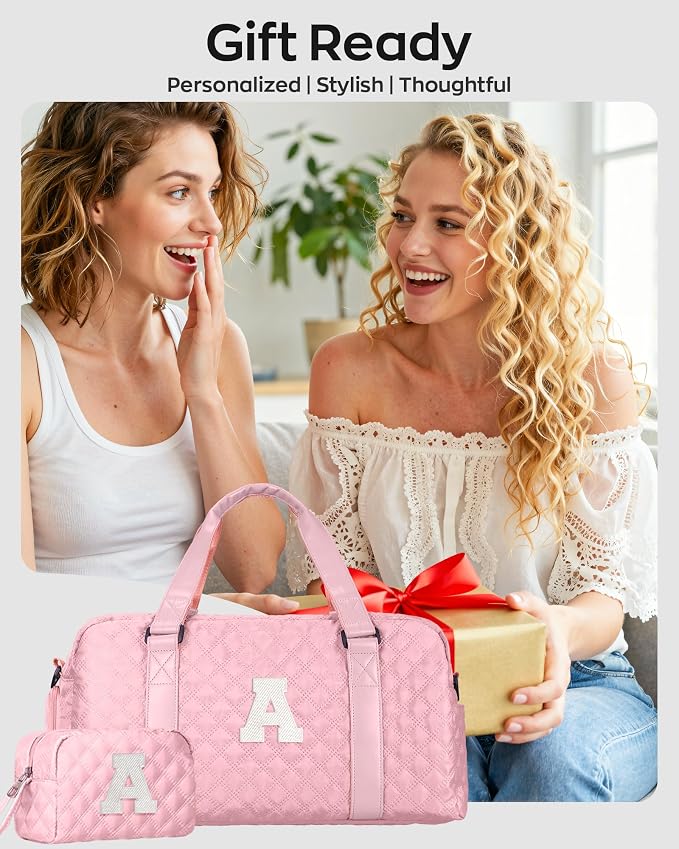 Elilier Overnight Bags for Women, Initial Travel Duffel Bag, Sports Gym Bag, Carry On Bag, Monogram Gifts for Girl Friends Female Mom Teacher - Image 9