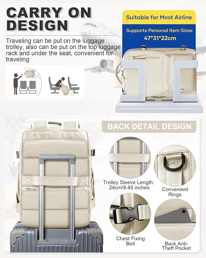 VGCUB Vacuum Backpack Travel with Pump, Vacuum Seal Compression Bags Laptop Backpack Personal Item - Image 5