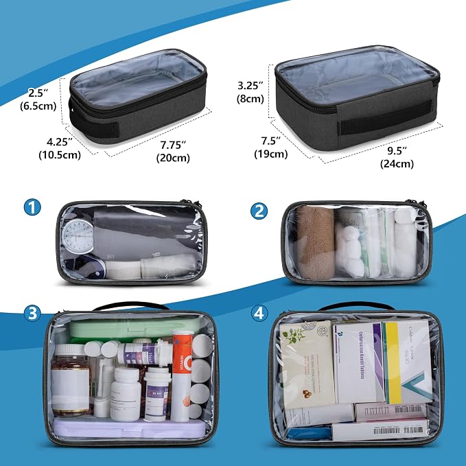 BAFASO Large Pill Bottle Organizer with 4 Inner Removable Pouches, Medicine Bag Come with Shoulder Strap (BAG ONLY), Black - Image 3