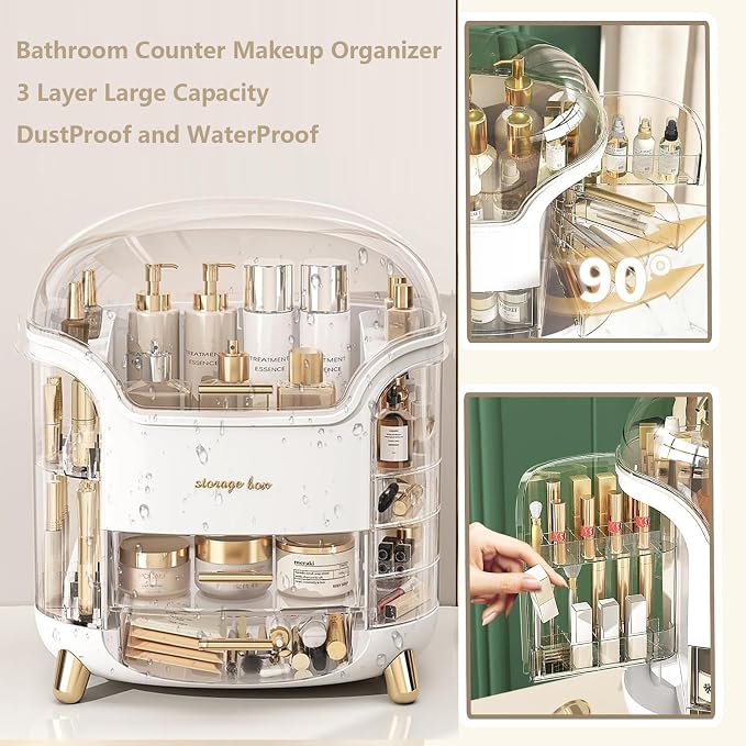 Omeily Large Makeup Organizer Countertop Vanity Organizer Cosmetic Organizer Makeup Storage Box Bathroom Counter Organizer Perfume Skincare Organizers Gift Women Girls Clear Design Easy Visibility - Image 2