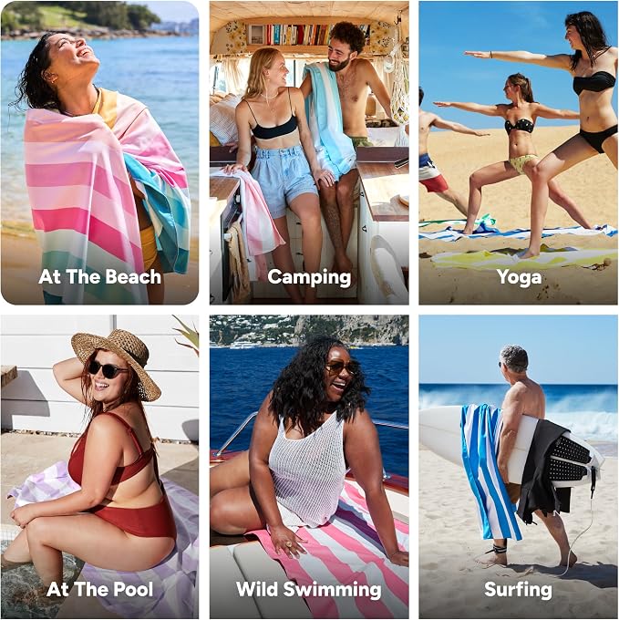 Dock & Bay Kid's Towel - for Beach Use - Quick Dry, Sand Free - Compact, Lightweight - 100% Recycled - Includes Bag - Coastal Candy, Large (160x90cm, 63x35) - Image 4
