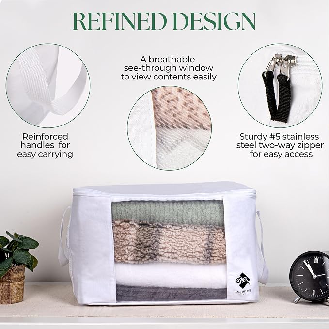Cashmere Sweater Storage Bags | with Moth Protection Cedar | Breathable & Washable Cotton Bag | Suitable For Sweaters, Merino Wool, Scarves and more - Image 3