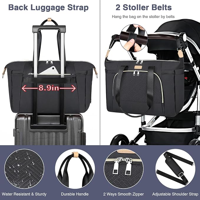 ITIEZY Diaper Bag Tote for Baby - Large Mommy Bag with Portable Changing Pad Pacifier Case, Hospital Bags Travel Baby Bag - Image 6