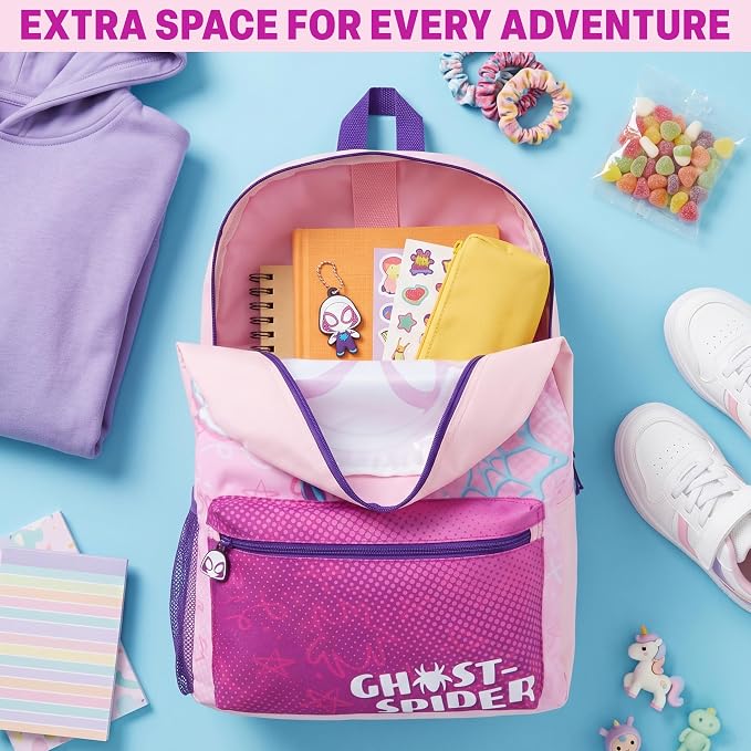 Get Trend Marvel Ghost Spider Kids Backpack 4 Piece Set | 18 inch Bookbag, Insulated Lunch Bag, Zipped Pencil Case & BPA-Free Water Bottle for School & Travel, Gifts for Girls - Image 7