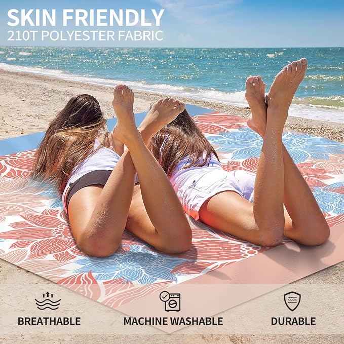 HIHOHO Beach Blanket Waterproof Sandproof Extra Large Beach Mat 79" X 83"/120"x108"for 1-8 Adults Quick Drying Durable Outdoor Picnic Mat for Beach Travel Camping Hiking - Image 4