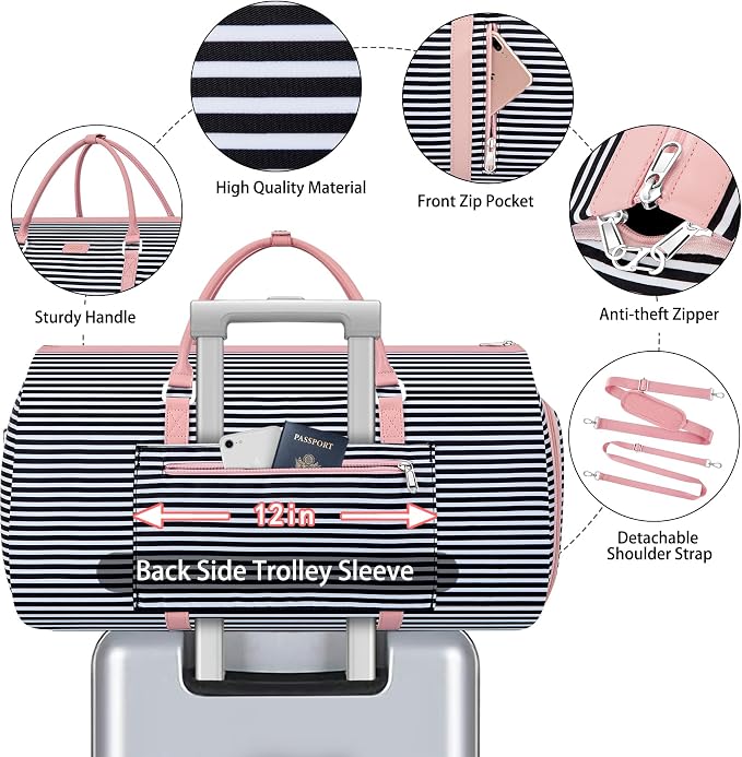 Convertible 2-in-1 Garment Bags for Travel, Carry On Garment Duffle Bag With Shoe Compartment Large Weekender Bag for Women Men Hanging Suitcase Suit Travel Duffel Overnight Bags 4pcs Set - Image 4