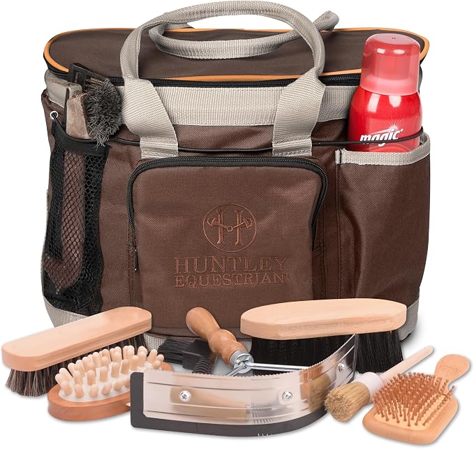 Huntley Equestrian Deluxe Grooming Bag Perfectly Designed Easy Access Multi Pocket Zipper Top Closure Double Handles Shoulder Strap Exterior Pockets - Image 2