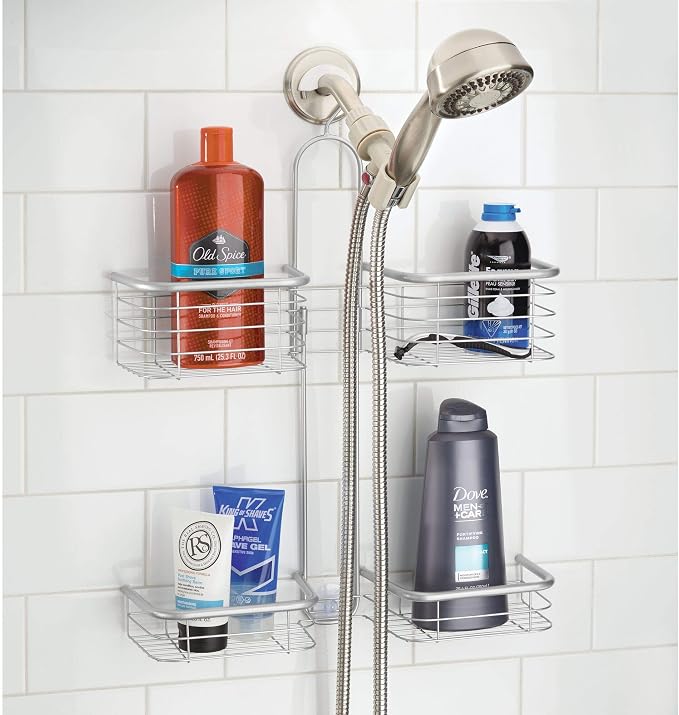 iDesign Hanging Handheld Shower Hose Caddy, Chrome | Storage for Shampoo, Conditioner, Body Wash - Image 3
