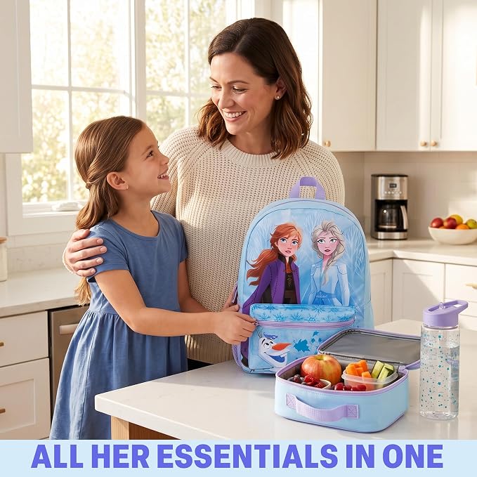 Get Trend Disney Frozen Kids Backpack 4 Piece Set | 18 inch Bookbag, Insulated Lunch Bag, Zipped Pencil Case & BPA-Free Water Bottle, School, Travel, Elsa Anna Gifts for Girls - Image 6