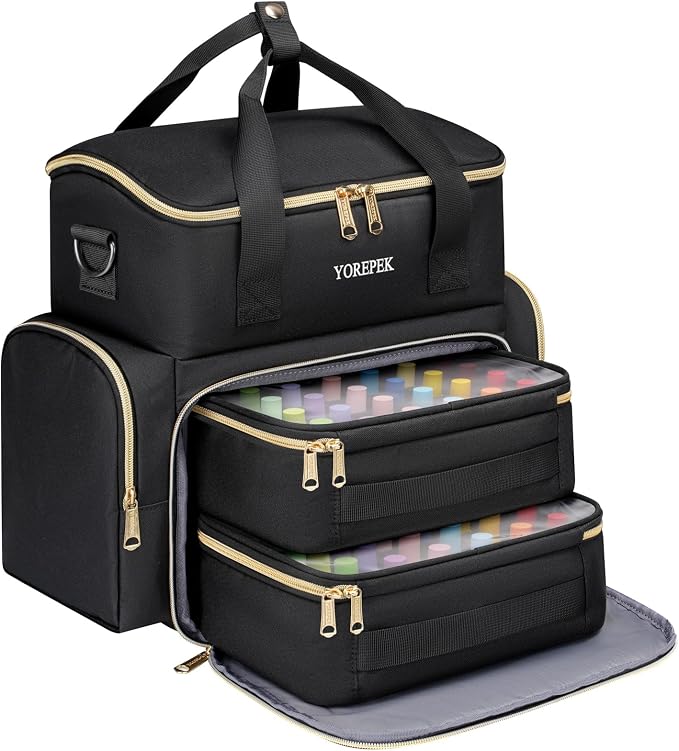 YOREPEK Nail Polish Organizer Bag Holds 48 Bottles (15ml/0.5 fl.oz) UV lamp | Nail Organizers and Storage with 2 Removable Pouches Fits Nail Supplies, Nail Tech Bag Gifts for Manicurist by YOREPEK