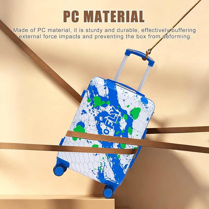 Hardshell Luggage Sets, Lightweight Stripes Suitcases with Spinner Wheels, Blue-PC - Image 2