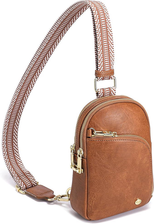 INICAT RFID Blocking Sling Bag,Anti Theft Crossbody Bags for Women,Travel Gifts Fanny Pack Cross Body Purses Woman Leather