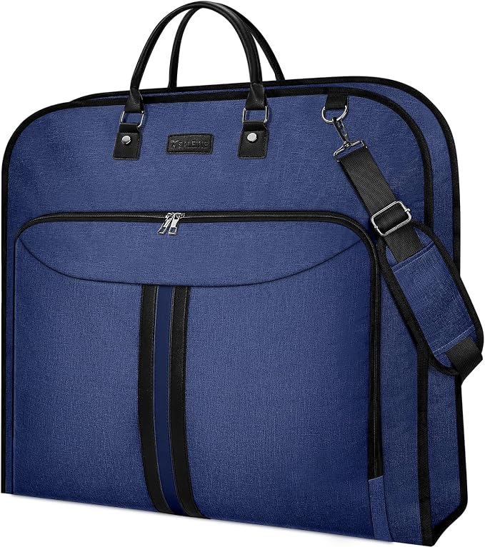 BALEINE Travel Garment Bag, Travel Suit Bag for Men, Water Resistant Carry on Garment Bag for Hanging Clothes, Garment Duffel Bag for Travel Business (Blue, 48") by BALEINE