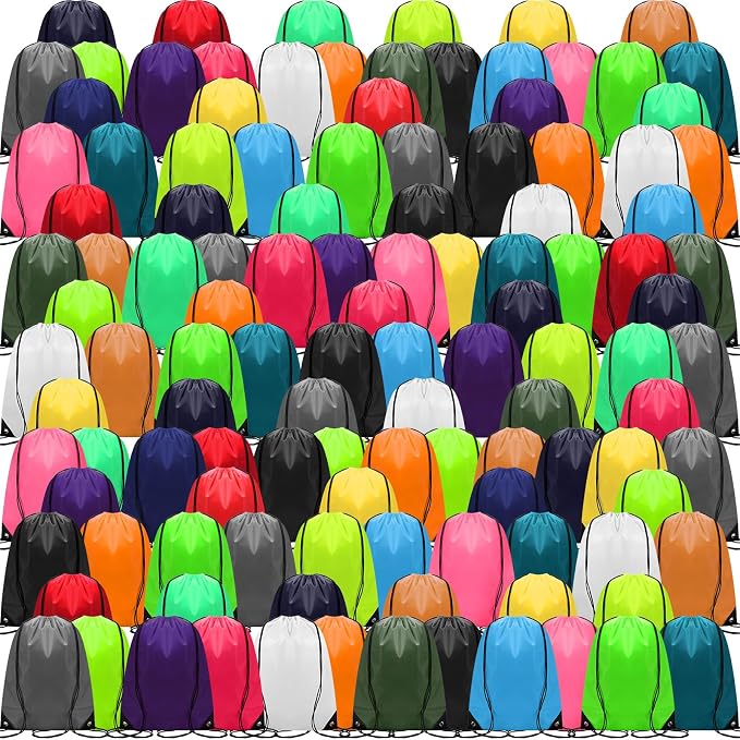Shappy 300 Pcs Drawstring Backpack Bulk Sports Gym Cinch Bag Polyester String Bag for Men Women (15 Colors) by Shappy