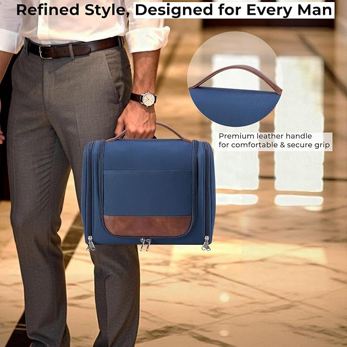 Ralnitote Large Hanging Toiletry Bag for Men, Travel Bathroom Bag with Hook, Hygiene Bag Organizer for Shower, Shaving & Grooming Essentials, Navy - Image 6