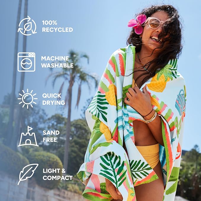 Dock & Bay Beach Towel - Quick Dry, Sand Free - Compact, Lightweight - 100% Recycled - Includes Bag - Tropicana Treat - Extra Large (200x90cm, 78x35) - Image 2