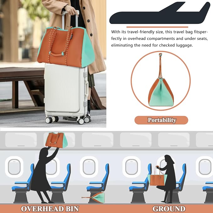 QOGiR Neoprene Multipurpose Beach Bag Tote with Inner Zipper Pocket … … … … - Image 4