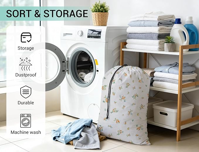 ZPECC Bulk Travel Laundry Bag,Extra Large Heavy Duty Laundry Bags 24 Pack,Washable Dirty Clothes Organizer for Commercial College Dorm Hotel Camping and Home Storage 30x40(Daisy) - Image 5