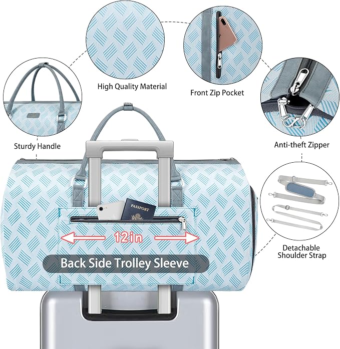 Convertible Garment Duffel Bag for Travel - Carry On Garment Bags With Toiletry Bag Large Weekender Bag for Men Women 2 in 1 Hanging Suitcase Suit Travel Duffel Overnight Bags 4pcs Set - Image 4