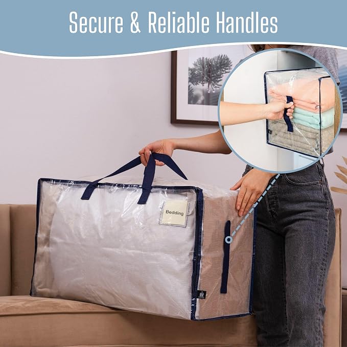 VENO 6 Pack Clear Extra Large Moving Bags & Storage Totes, Heavy Duty Organizer with Reinforced Handles & Strong Zippers for Clothes, College Dorm Essentials, Moving Supplies - Image 5