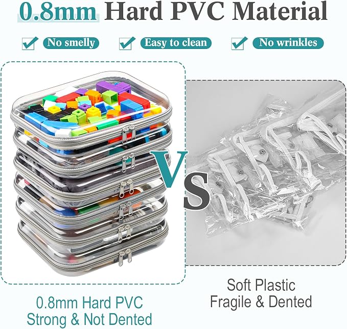 Sanwuta 6 Pcs Clear Hard Zipper Case Plastic Zipper Pouches Transparent Makeup Bag Pencil Case Pouches Toiletry Diaper Bag for Travel Toy Storage Organizer Bins(Gray,9.84 x 7.87 x 2 Inch) - Image 4