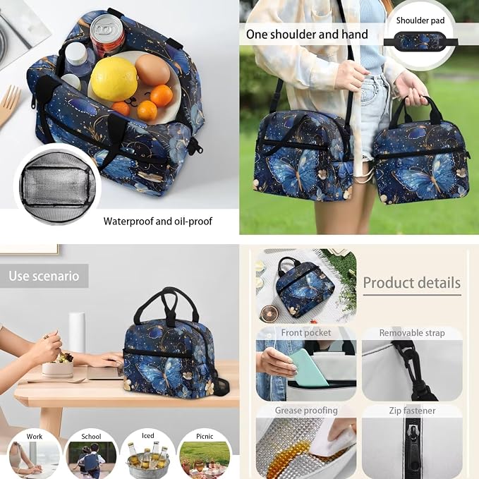 4Pcs Children School Backpack Set Girl's Butterfly Schoolbag Sets Big Capacity Bookbag with Lunch Box Pencil Case Water Carrier Pouch for Primary,Kindergarten - Image 5