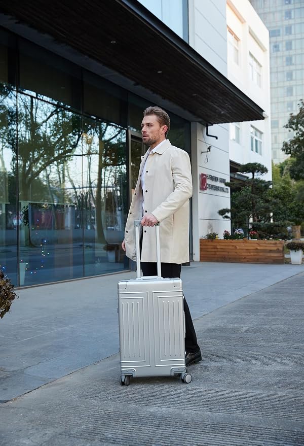 All Aluminum Magnesium Carry On Luggage，Cut from Whole Aluminum Sheet，22x14x9 Airline Approved ，（3rd Generation，Premium Magnesium Metal zipperless suitcase ） (silvery, 24inch) - Image 3