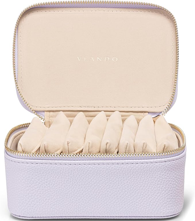 VLANDO Jewelry Travel Case,Travel Jewelry Organizer with Clear Velvet Jewelry Bags 8Pcs Zipper Pouch for Women Girl Gift- Purple - Image 7