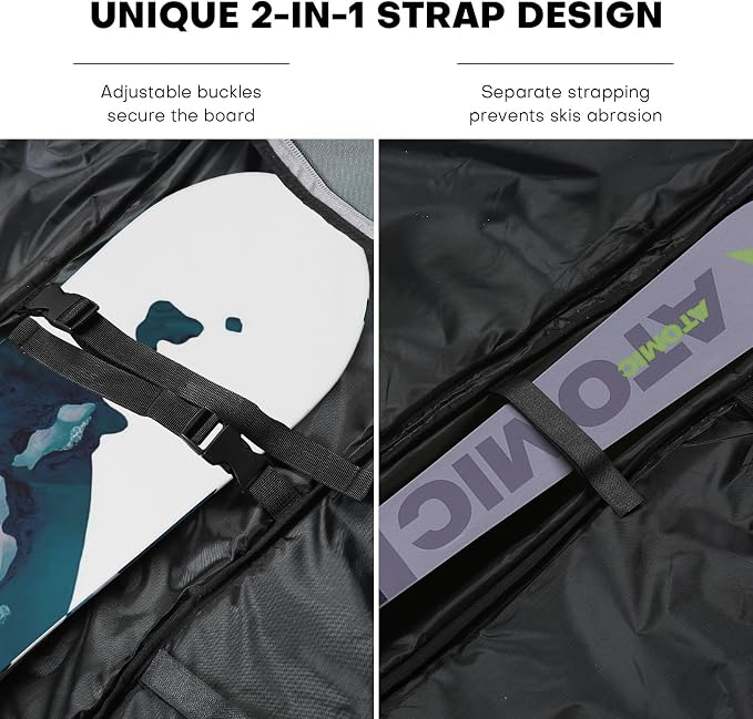 Snowboard Bag 7MM Padding Snowboard &Ski Bag Premium 900D Unisex Board Bag- Snowboard Travel Bags for Flying, Holds Helmet, Board, Boots, & More w/Ski Poles Strap, Strong Handle, Large Zipper - Image 3