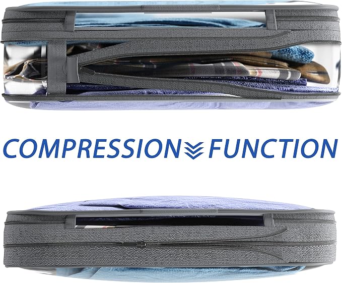Clear Compression Packing Cubes 3 Set - Bags for Travel - Luggage Cube Organizer - Grey - Image 4