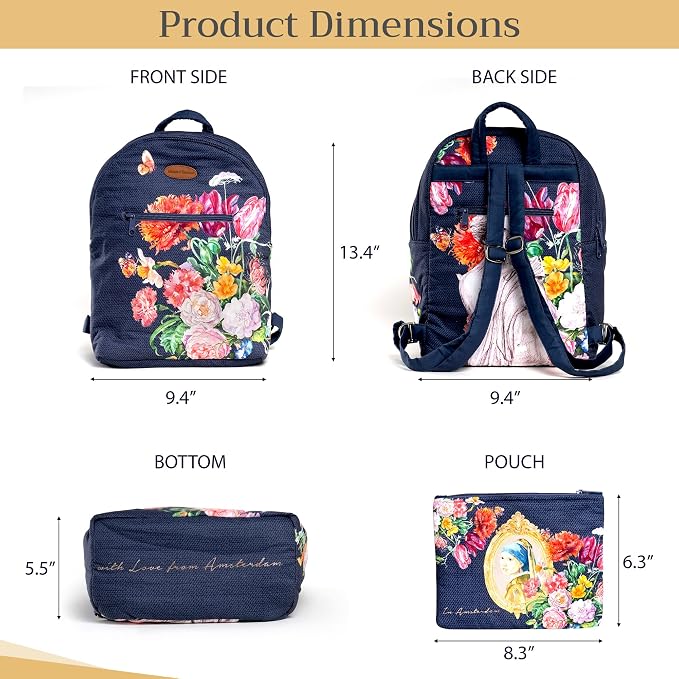 Maison d' Hermine Backpack for Women Men Cotton Shoulder Multipurpose Rucksack with Small Pouch Lightweight Multi Pocket Bag for Travel Work Beach Perfect for Spring Summer (Masterpiece) - Image 5