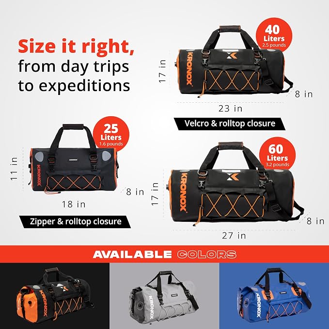 KRONOX Motorcycle Duffel Bag Waterproof, 25L Grey – Durable Motorcycle Luggage & Saddle Bags. Back Seat Dry Bag for Travel, Commute & Dirt Bike Gear - Image 3