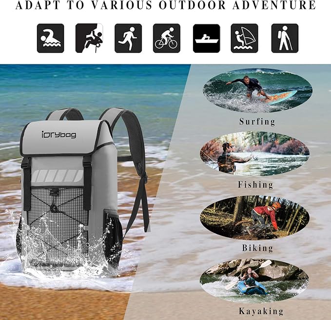 IDRYBAG Waterproof Backpack for Men 25L/45L, Dry Bags Kayak, Dry Backpack Camping Hiking - Image 6