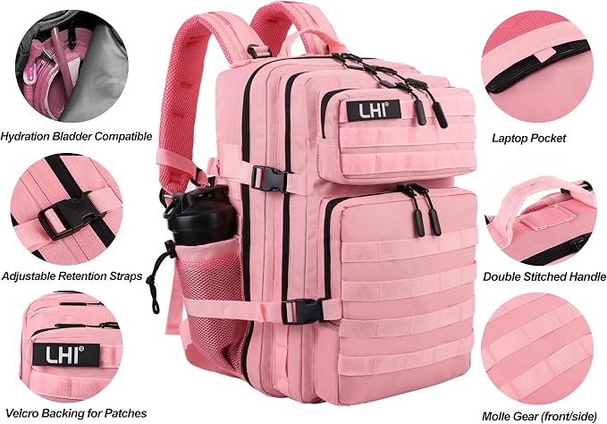 LHI Military Tactical Backpack for Men and Women 45L Army 3 Days Assault Pack Bag Large Rucksack with Molle System - Image 6
