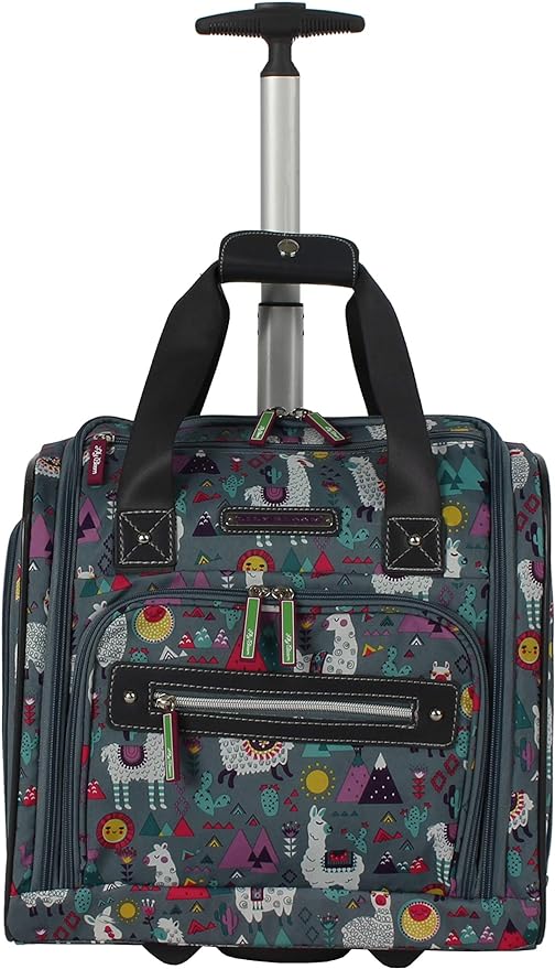 Lily Bloom Designer 15 Inch Carry On - Weekender Overnight Business Travel Luggage - Lightweight 2- Rolling Wheels Suitcase - Under Seat Rolling Bag for Women (One Size, Llama Mama) by Lily+Bloom